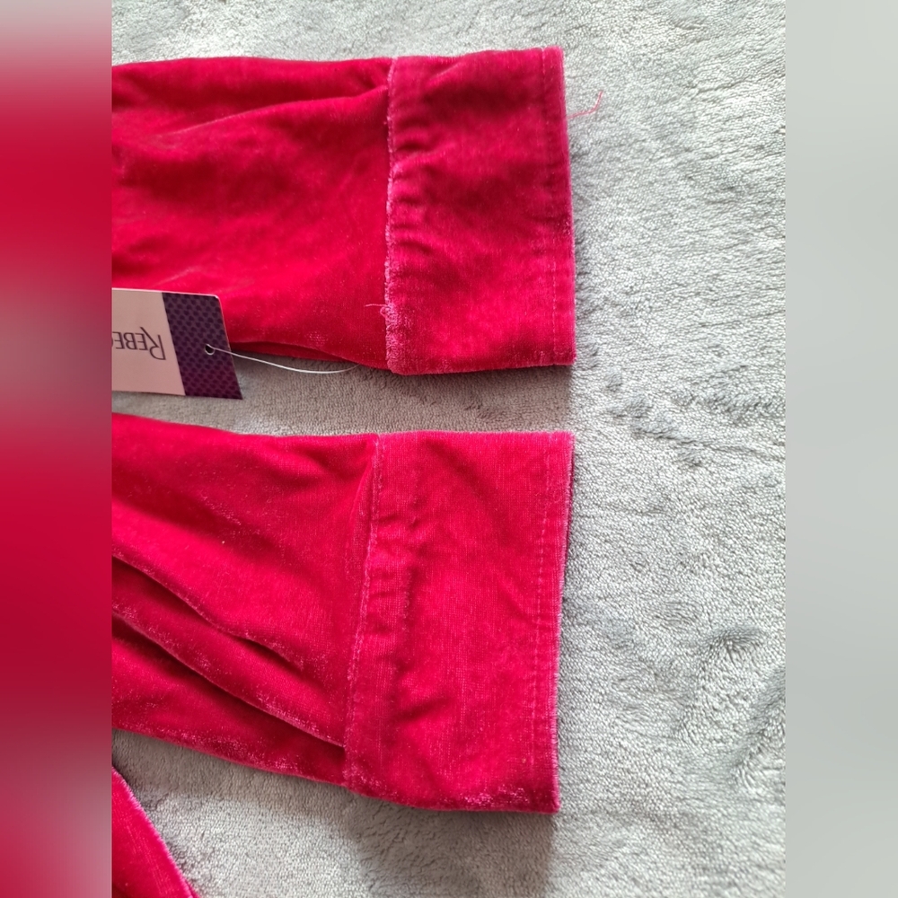 Rebecca Malone Fuchsia Pink Velvet Collared Button-up Tunic Blouse Long Slv S - Picture 8 of 11